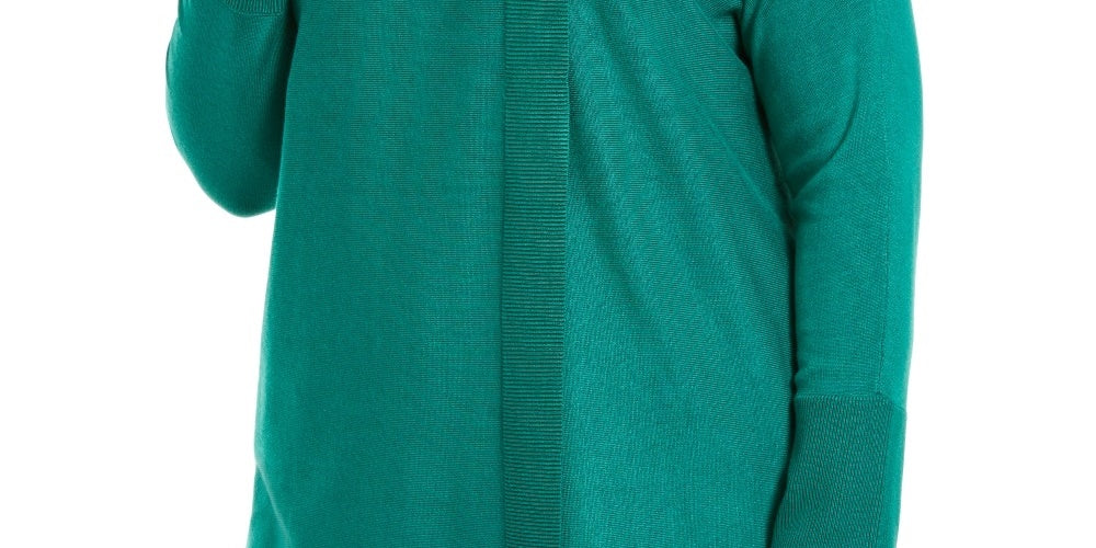 JM Collection Suéter feminino plus size com amarração e gola alta, verde, tamanho 2X