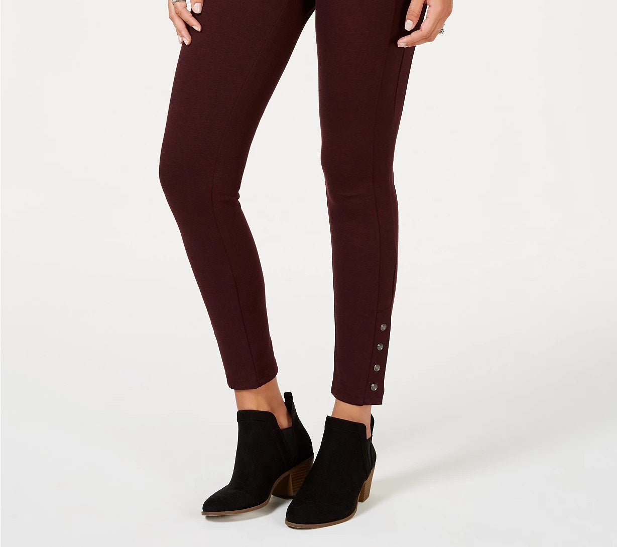Leggings femininas de malha ponte com bainha ajustável Style &amp; Co, vinho, tamanho extrapequeno