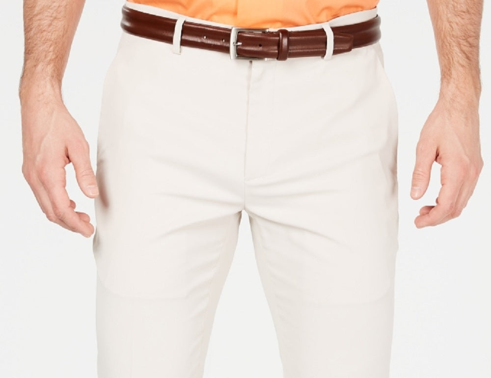 Calça elástica Alfatech Classic-Fit masculina Alfani, bege, tamanho 36 x 29