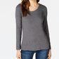 Blusa feminina com decote redondo Maison Jules, cinza, tamanho médio