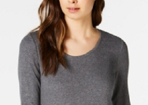 Blusa feminina com decote redondo Maison Jules, cinza, tamanho médio