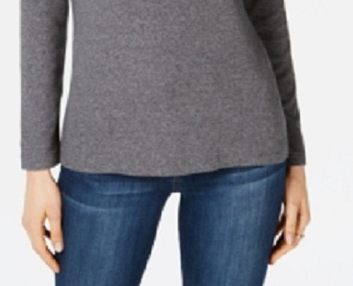 Blusa feminina com decote redondo Maison Jules, cinza, tamanho médio