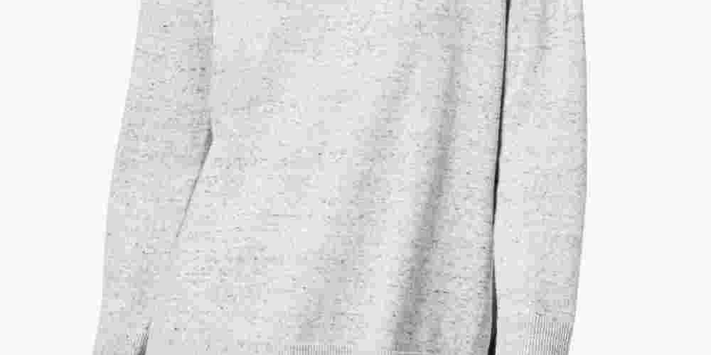 Suéter feminino Maison Jules de algodão com gola redonda, cinza, tamanho X-S