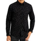 Camisa masculina floral flocada da INC International Concepts, preta, tamanho XX-G