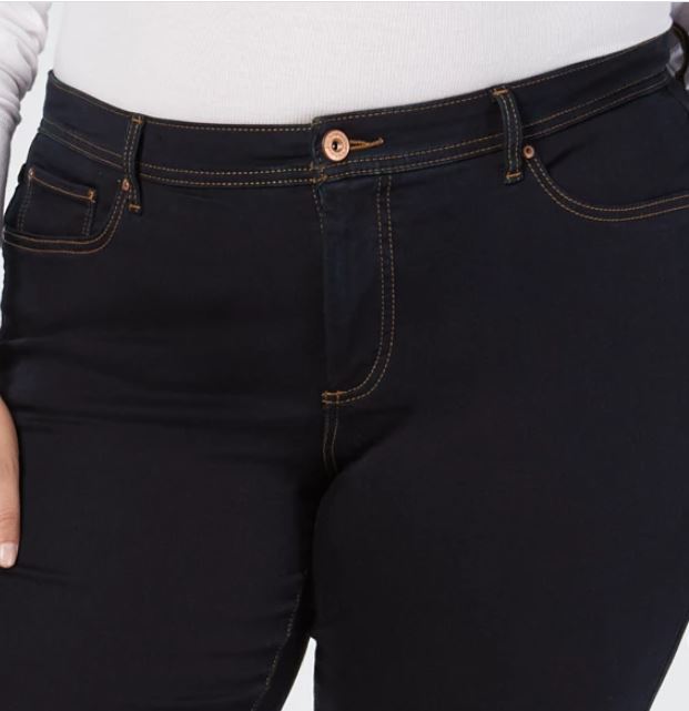 Calça jeans skinny plus size feminina INC International Concepts Plus Tummy Control Beyond Stretch, preta, tamanho 14W