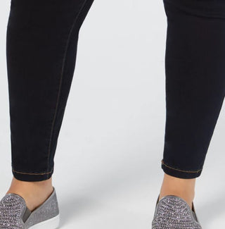 Calça jeans skinny plus size feminina INC International Concepts Plus Tummy Control Beyond Stretch, preta, tamanho 14W