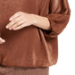 Blusa feminina Alfani de cetim com manga dolman e bolhas, marrom, tamanho extragrande