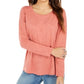 Blusa feminina de manga comprida e gola redonda, estilo &amp; co, laranja, tamanho pequeno