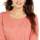 Blusa feminina de manga comprida e gola redonda, estilo &amp; co, laranja, tamanho pequeno