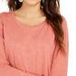 Blusa feminina de manga comprida e gola redonda estilo &amp; co laranja tamanho extragrande