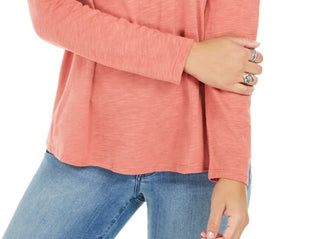 Style & Co Women's Long Sleeve Crewneck Top Orange Size X-Large