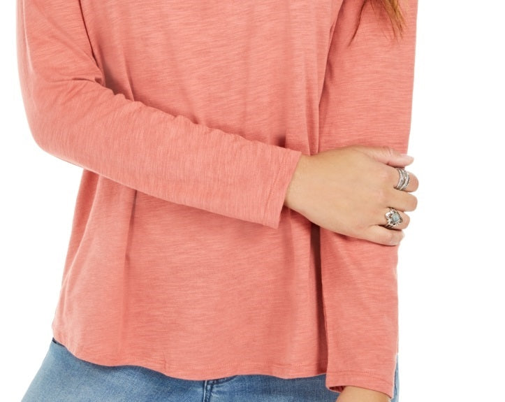 Blusa feminina de manga comprida e gola redonda estilo &amp; co laranja tamanho GG