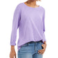 Blusa feminina de manga comprida e gola redonda, roxa, tamanho grande, estilo &amp; co