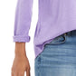 Blusa feminina de manga comprida e gola redonda, roxa, tamanho grande, estilo &amp; co