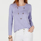 Blusa feminina de manga comprida e gola redonda, estilo &amp; co, roxa, tamanho XX-G
