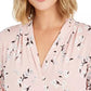 Top feminino estampado com decote em V Charter Club, rosa, tamanho X-S