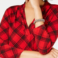 Top feminino estampado com decote em V, tamanho grande, vermelho, Charter Club