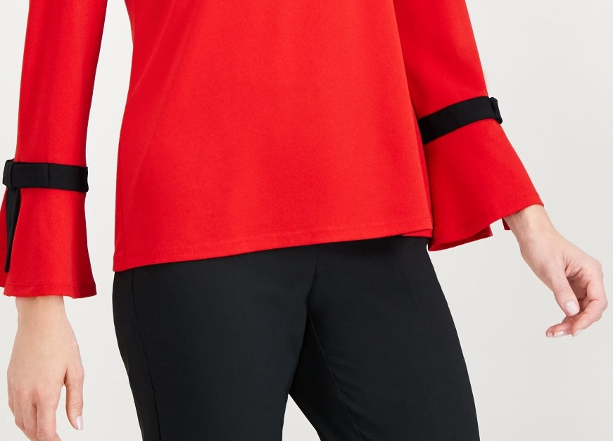 Blusa feminina Charter Club com manga amarrada, vermelha, tamanho pequeno