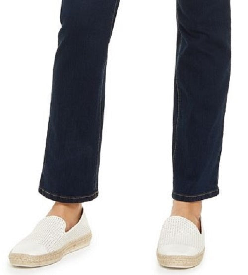 Calça jeans feminina estilo &amp; co com controle de barriga e perna reta, azul escuro, tamanho 18