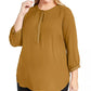 Blusa feminina plus size plissada com decote profundo e costas abertas, tamanho 4X, da coleção JM