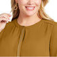 Blusa feminina plus size plissada com decote profundo e costas abertas, tamanho 4X, da coleção JM