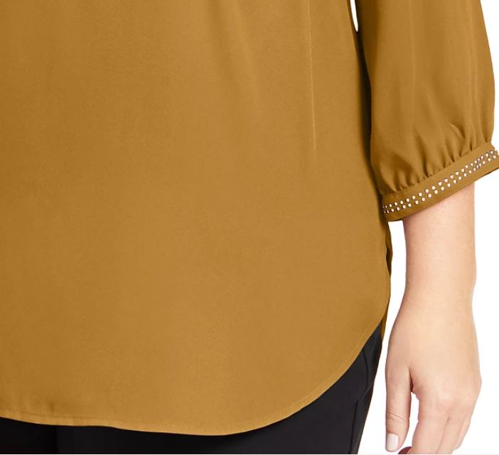 Blusa feminina plus size plissada com decote profundo e costas abertas, tamanho 4X, da coleção JM