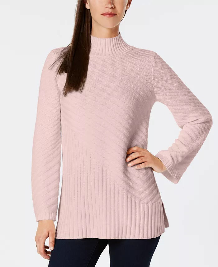 Suéter feminino de malha com pontos mistos Charter Club, rosa, tamanho grande