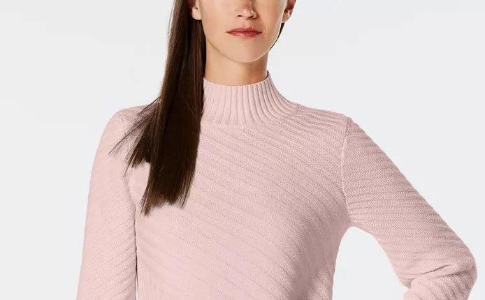Suéter feminino de malha com pontos mistos Charter Club, rosa, tamanho grande