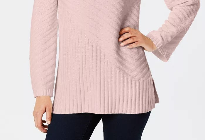Suéter feminino de malha com pontos mistos Charter Club, rosa, tamanho grande