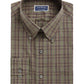 Camisa social masculina xadrez Gordon de mangas compridas, verde, tamanho 18,5 x 34-35