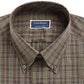 Camisa social masculina xadrez Gordon de mangas compridas, verde, tamanho 18,5 x 34-35