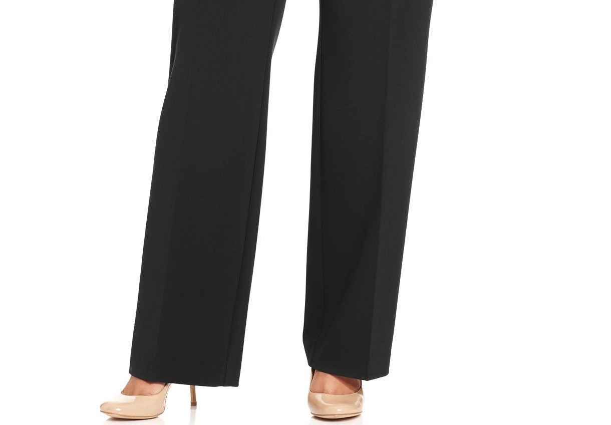 Calça feminina JM Collection Curvy Fit com perna reta, preta, tamanho 18W