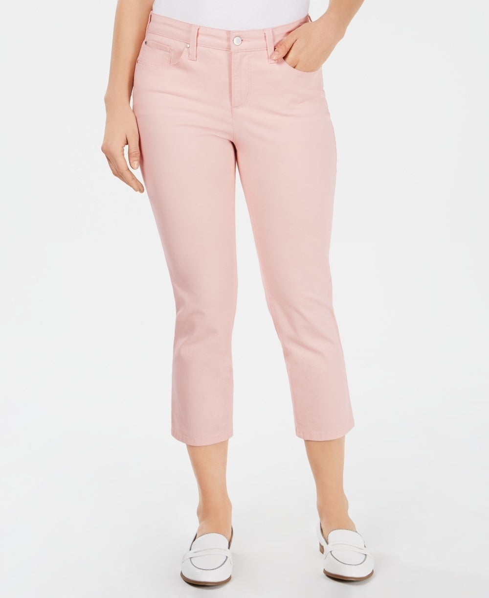 Calça jeans feminina Charter Club Tummy Control Bristol Capri rosa tamanho 6