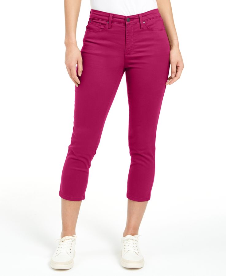 Calça jeans feminina Charter Club Tummy Control Bristol Capri rosa tamanho 8
