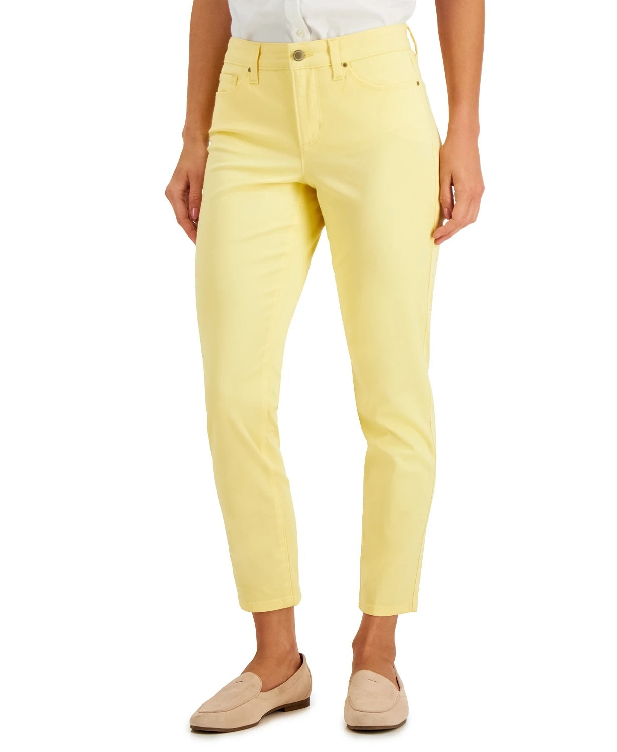 Calça jeans feminina Charter Club Tummy Control Bristol Capri, amarela, tamanho 18