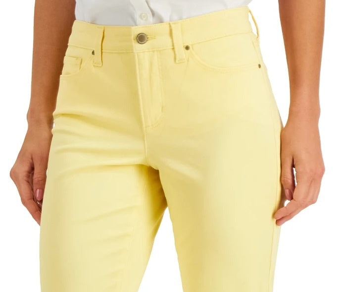 Calça jeans feminina Charter Club Tummy Control Bristol Capri, amarela, tamanho 18