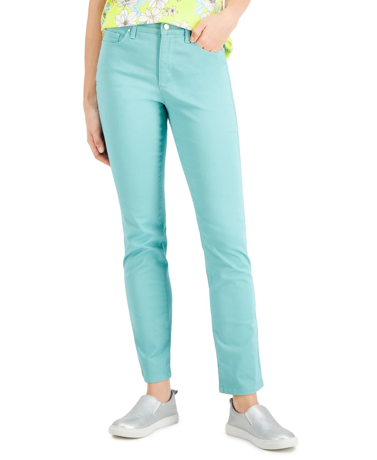 Calça jeans feminina Charter Club Lexington Tummy Control com perna reta, verde, tamanho 4