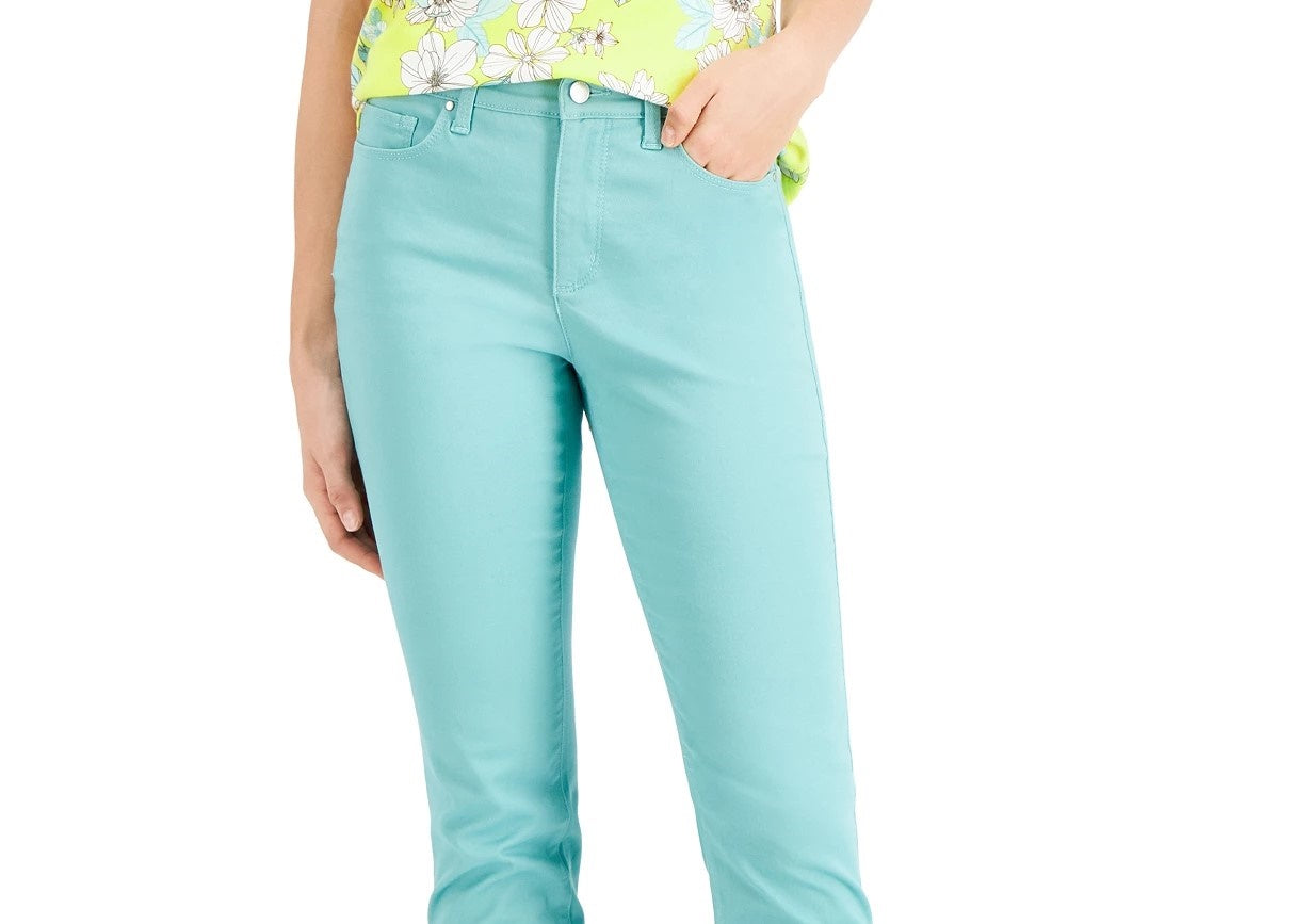 Calça jeans feminina Charter Club Lexington Tummy Control com perna reta, verde, tamanho 4