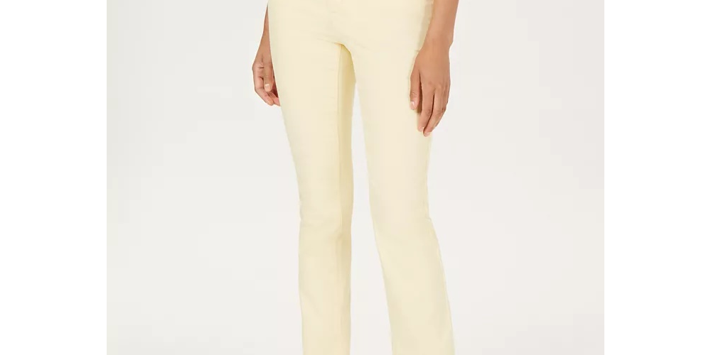 Calça jeans feminina Lexington reta, tamanho 4, amarela, Charter Club