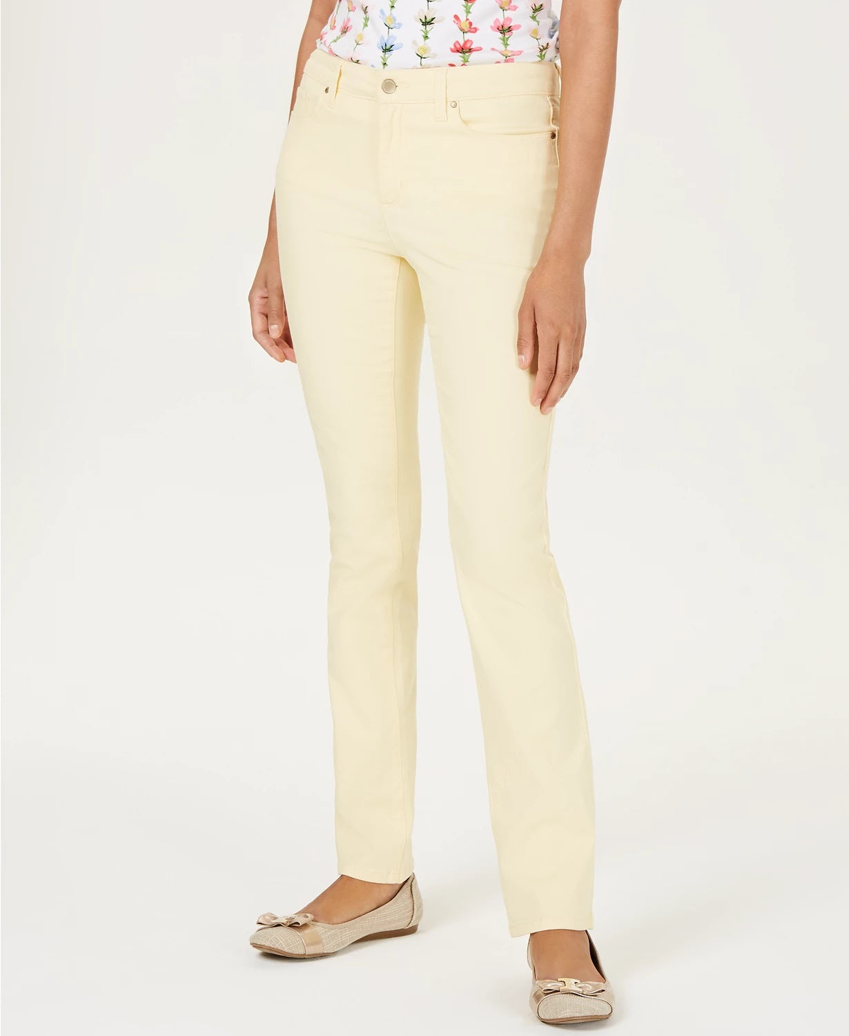 Calça jeans feminina Lexington reta, tamanho 6, amarela, Charter Club
