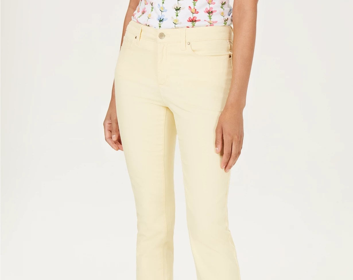 Calça jeans feminina Lexington reta, tamanho 6, amarela, Charter Club
