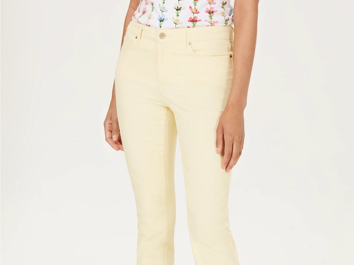 Calça jeans feminina Lexington reta, tamanho 8, amarela, Charter Club