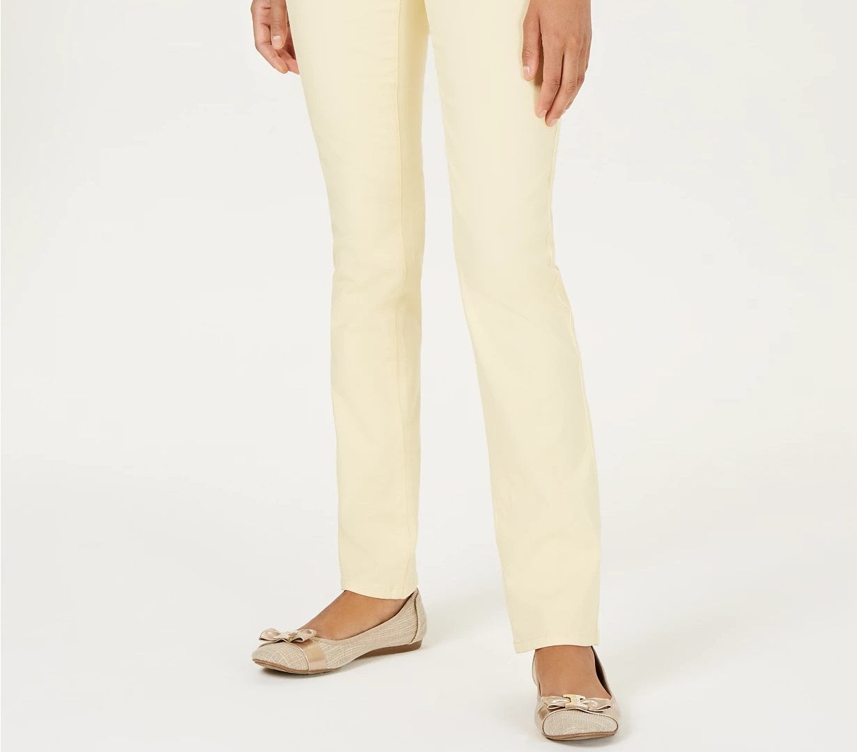 Calça jeans feminina Lexington reta, tamanho 8, amarela, Charter Club