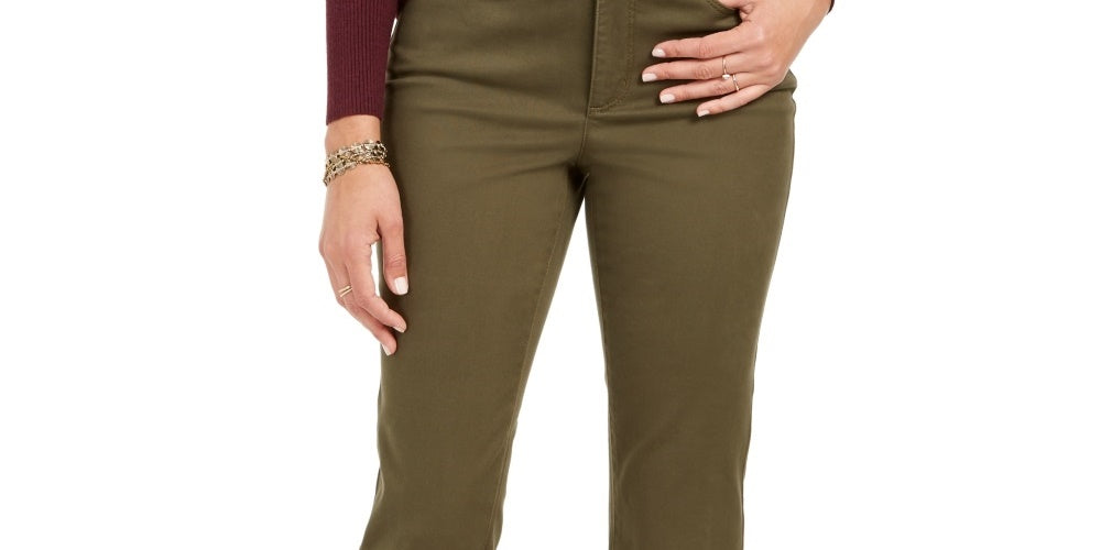 Calça jeans feminina Charter Club Lexington reta, verde, tamanho 2, pequena