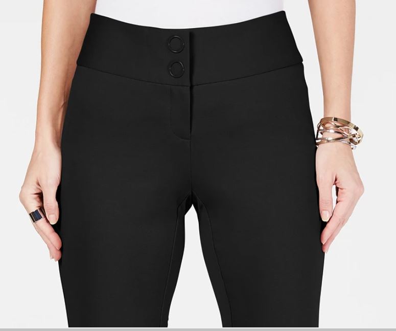 Calça Alfani Feminina com Cós Elástico e Botões Pretos Tamanho 10 Petite