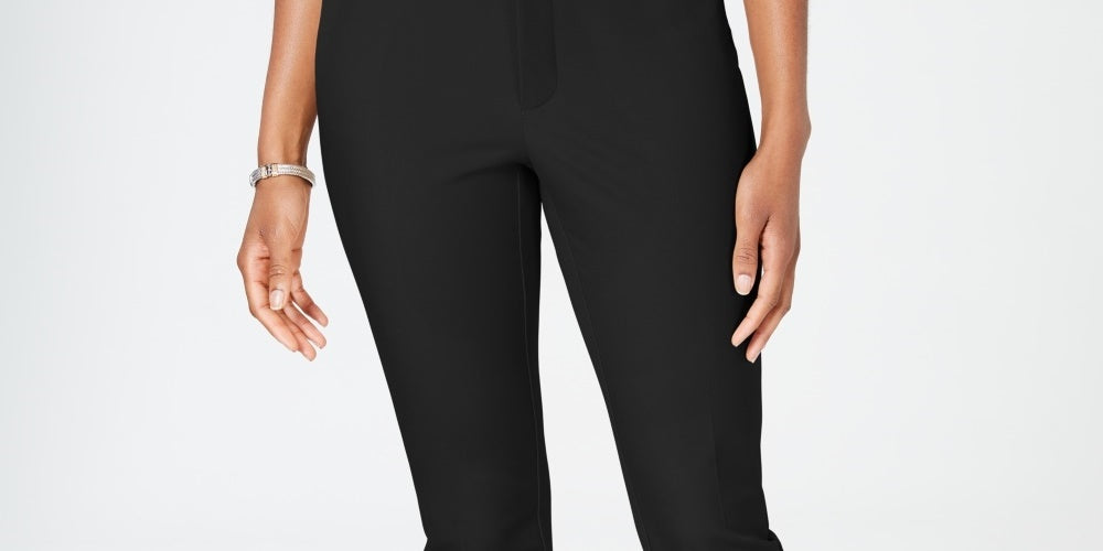 Calça curta feminina Charter Club Petite Newport com controle de barriga, preta, tamanho 14P