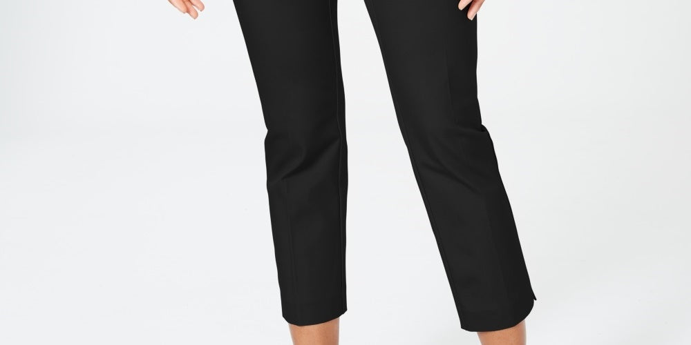 Calça curta feminina Charter Club Petite Newport com controle de barriga, preta, tamanho 14P