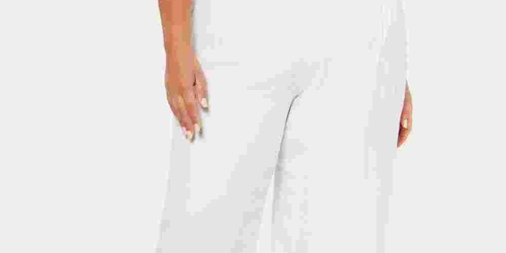 Calça feminina JM Collection com forro de gaze, tamanho 2X, branca