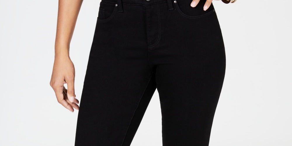 Calça jeans feminina Charter Club Tummy Control Bristol Capri preta tamanho 10