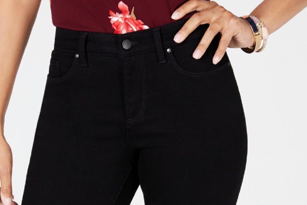 Calça jeans feminina Charter Club Tummy-Control Bristol Capri preta tamanho 8 Petite